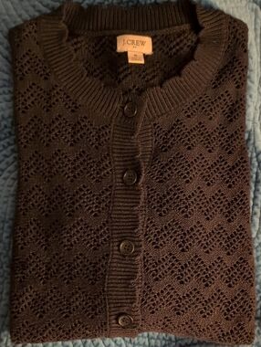 J. Crew Black Open-Knit Button Cardigan